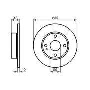 Bosch 2 x Solid Brake Discs fits Mazda 121 II 1990-1997 1.3 1.5