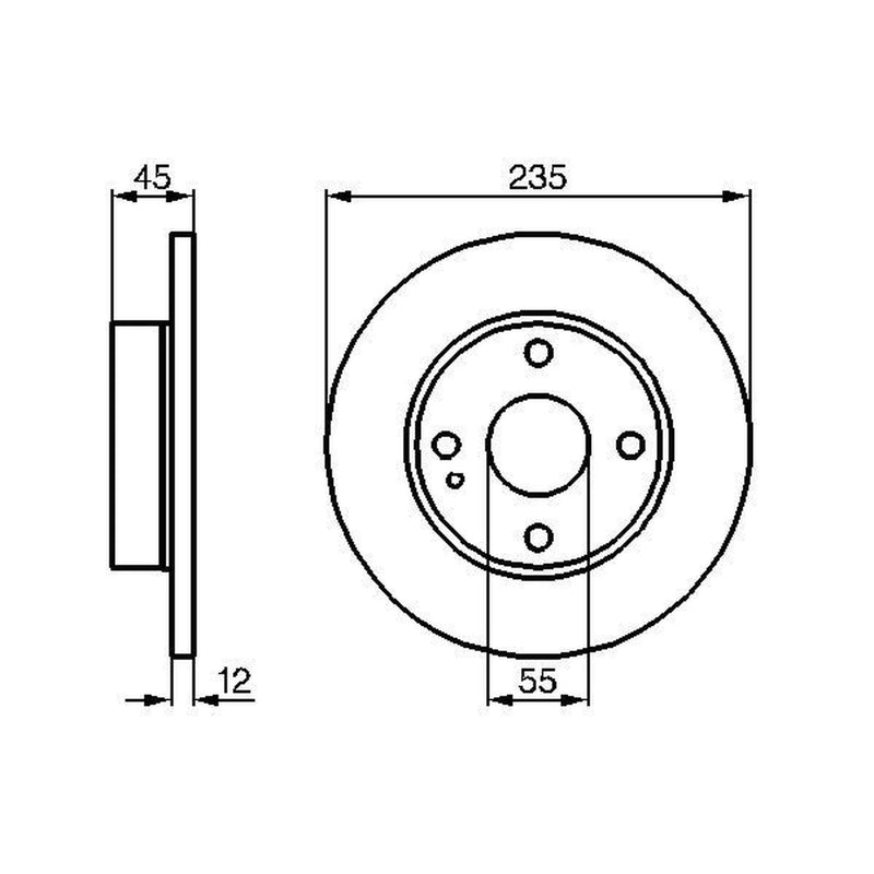 Bosch 2 x Solid Brake Discs fits Mazda 121 II 1990-1997 1.3 1.5