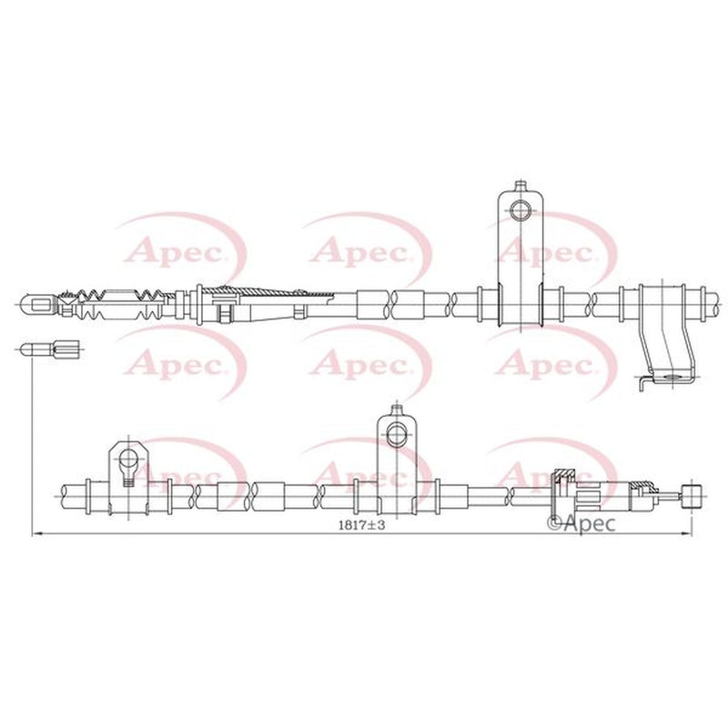 Apec Handbrake Cable Right Rear fits Hyundai Santa Fé II 2006-2009 2.2
