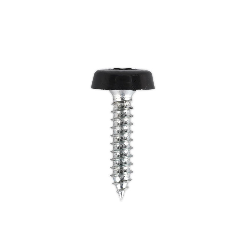 Sealey Black Number Plate Screw Plastic Enclosed Head 4.8 x 24mm - Pack of 50 Sealey  - Dynamic Drive