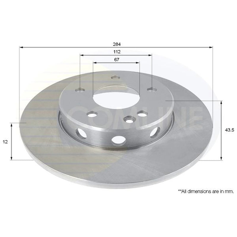 Comline 2 x Solid Brake Discs fits Mercedes-Benz C-Class 1993-2000