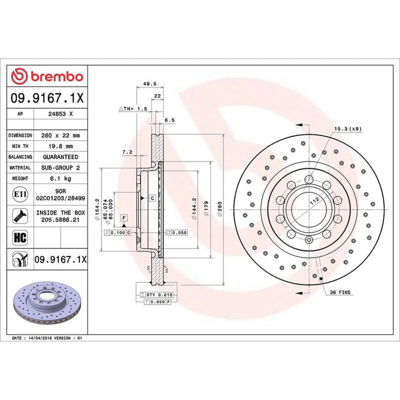 Brembo Xtra Front / & Rear / Brake Discs & Pads fits VW Jetta IV 2010-2017
