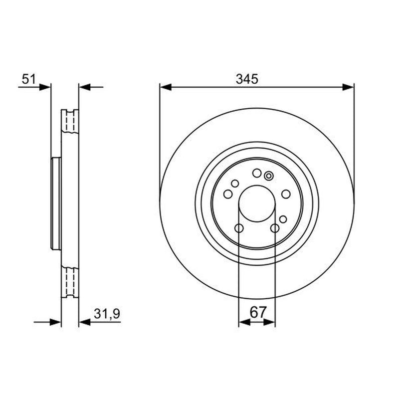 Bosch 2 x Vented Brake Discs fits Mercedes-Benz M-Class 1998-2005
