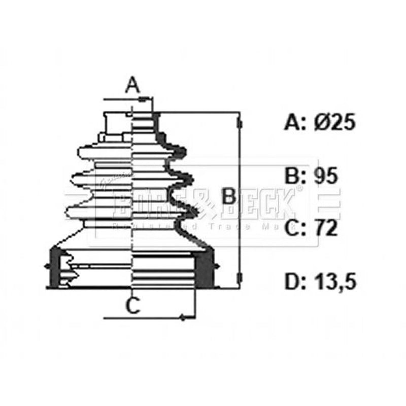 Borg & Beck Drive Shaft Bellow Kit transmission sided BCB6392
