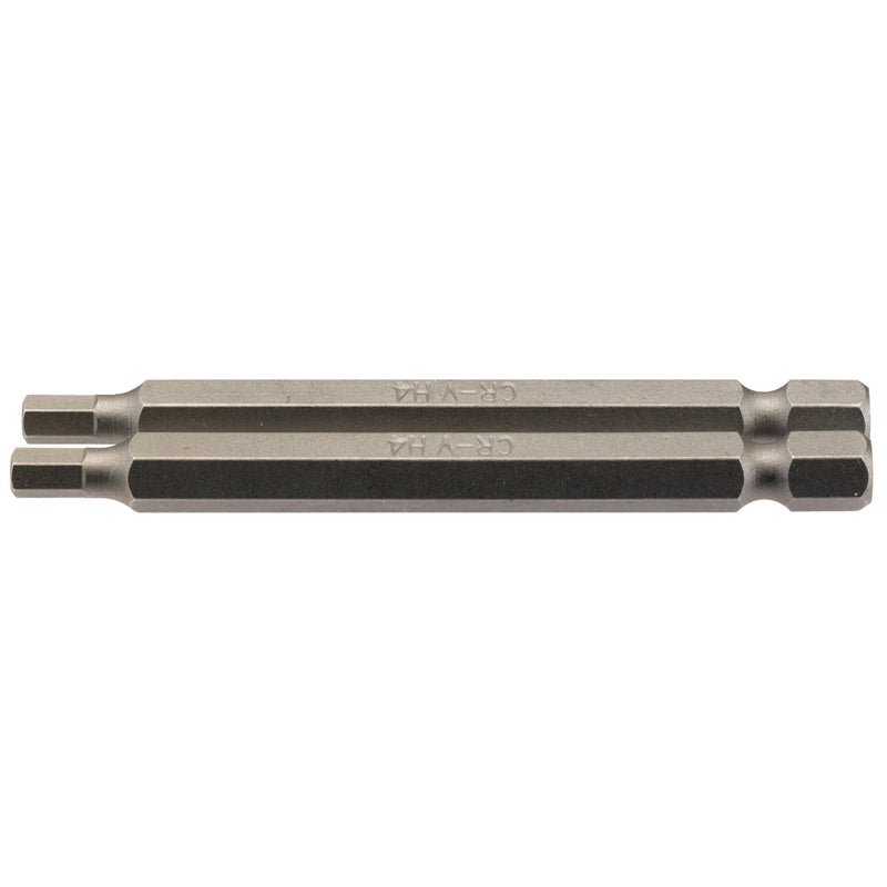 Draper Hexagonal Insert Bit, 4mm, 1/4" Hex, 75mm Long (Pack of 2) 64321 Draper - Dynamic Drive