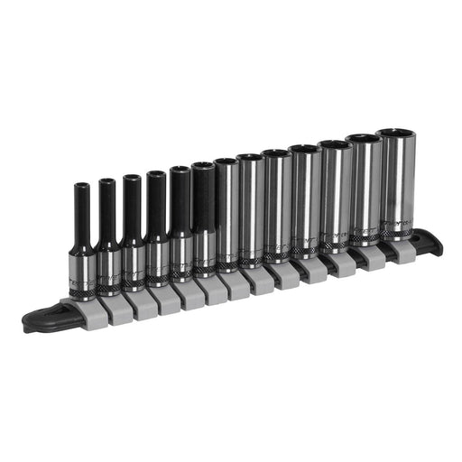 Sealey Socket Set Deep 13pc 1/4"Sq Drive Metric Black Series AK7991 Sealey - Dynamic Drive