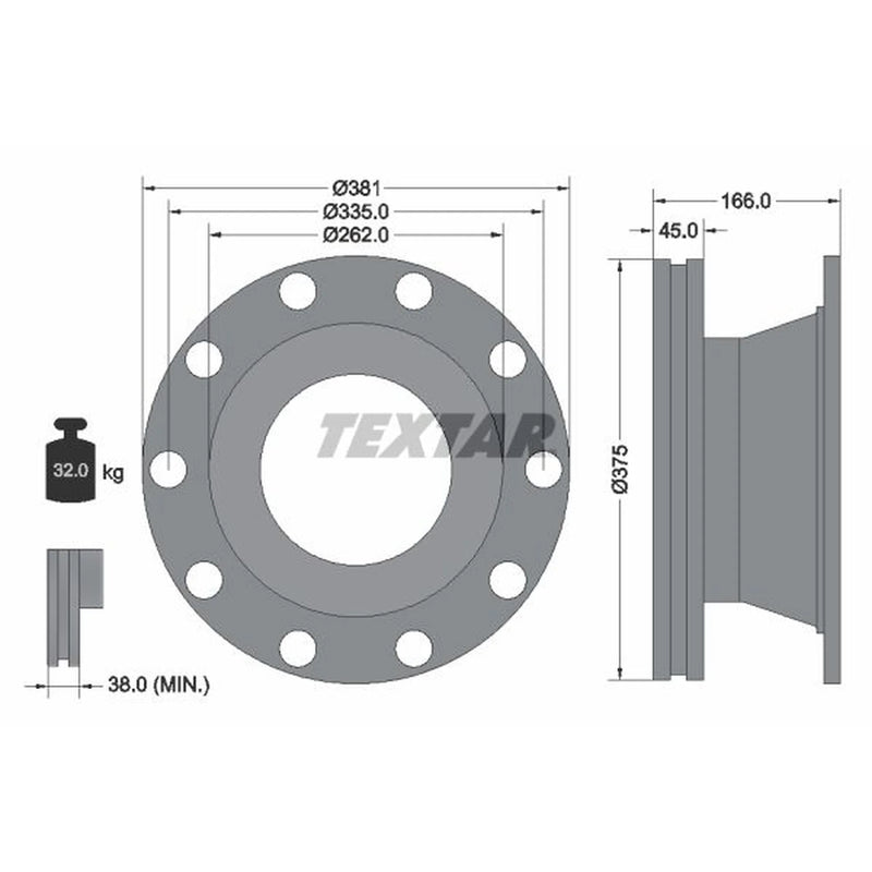 Textar 2 x Internally Vented Brake Discs 93192500