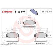 Brembo 4 x Front Brake Pad Set fits Honda Accord IX 2012 on 2.4 3.5