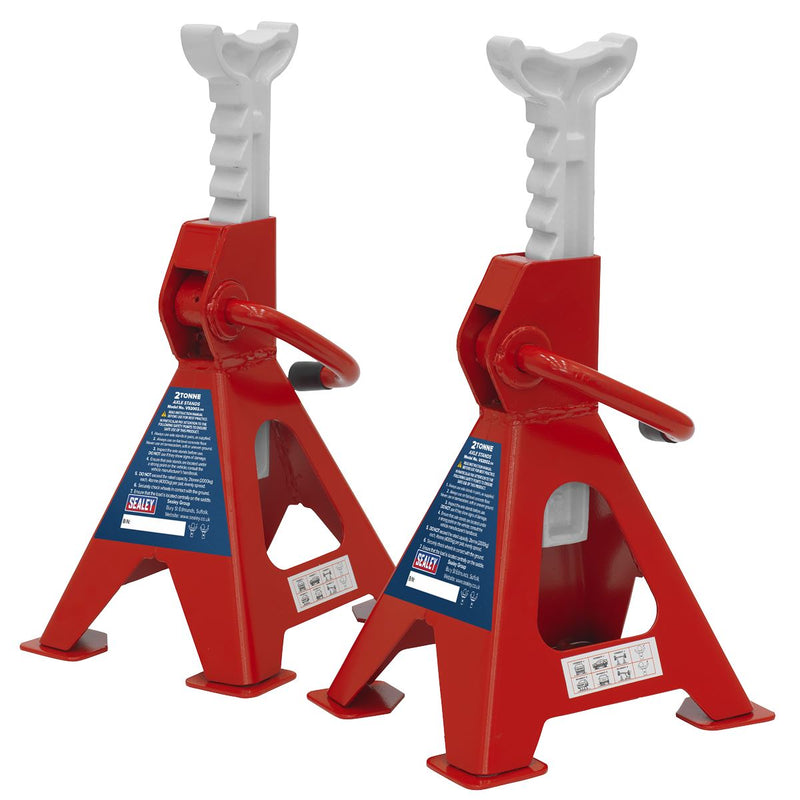 Sealey AXLe Stands (Pair) 2 Tonne Capacity per Stand Ratchet Type VS2002 Sealey - Dynamic Drive