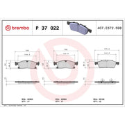 Brembo 4 x Front Brake Pad Set fits Jeep Grand Cherokee 2013 on 3.0 5.7