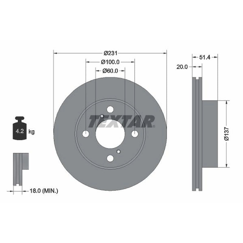 Textar 2 x Vented Front Brake Discs 92204100-x2