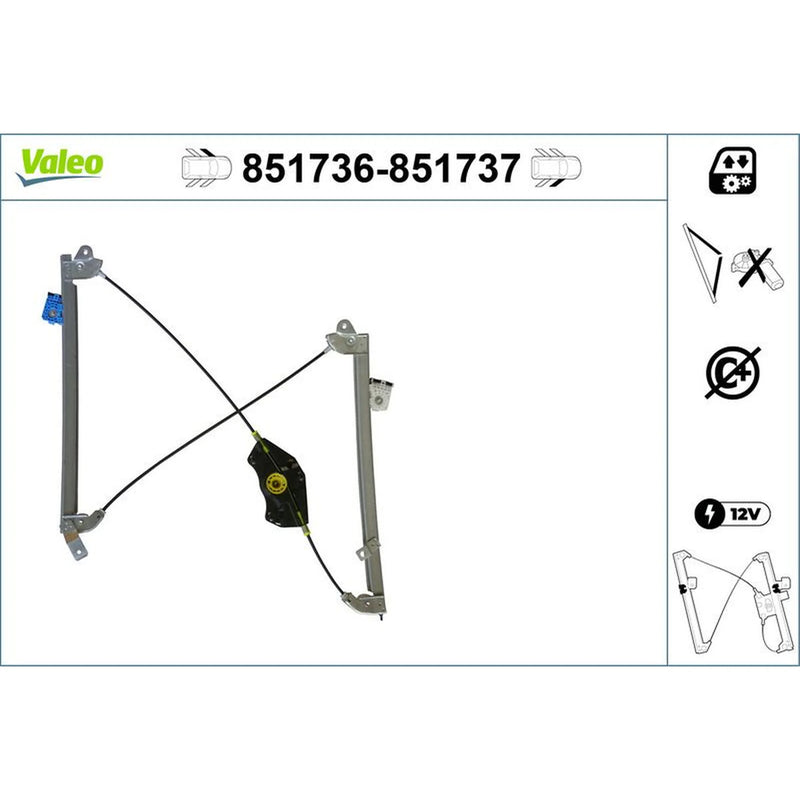 Valeo Electric Window Regulator Lifter Right Front 851737