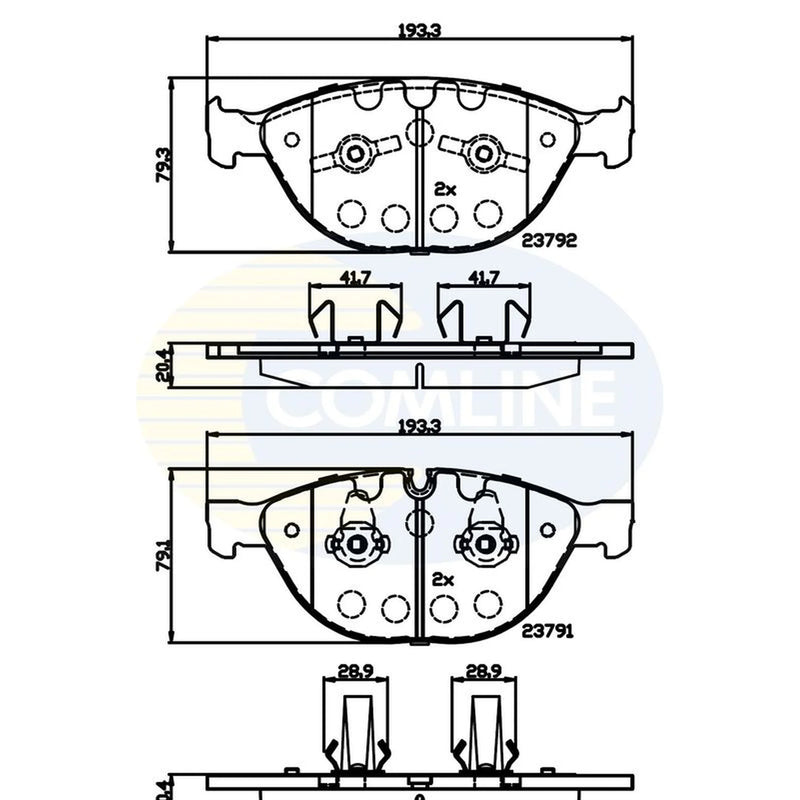 Comline 4 x Front Brake Pad Set fits BMW 5 2004-2010
