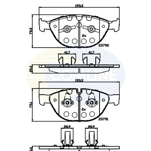 Comline 4 x Front Brake Pad Set fits BMW 5 2004-2010