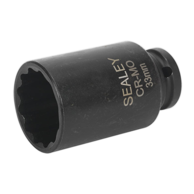 Sealey Impact Socket 33mm Bi-Hex Deep 1/2"Sq Drive SX0041 Sealey - Dynamic Drive