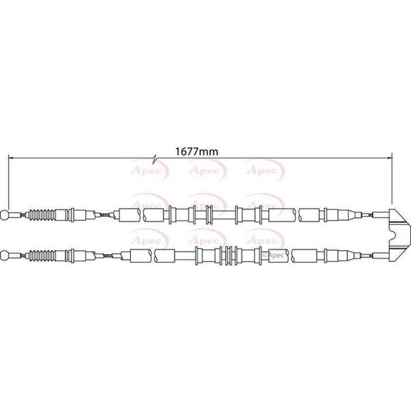Apec Handbrake Cable Left Rear fits Opel Zafira A 1999-2005 1.6 1.8 2.0 2.2