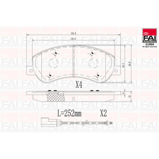 FAI Front Brake Pad Set fits Ford Transit 2006-2014 2.2 2.3 2.4 3.2
