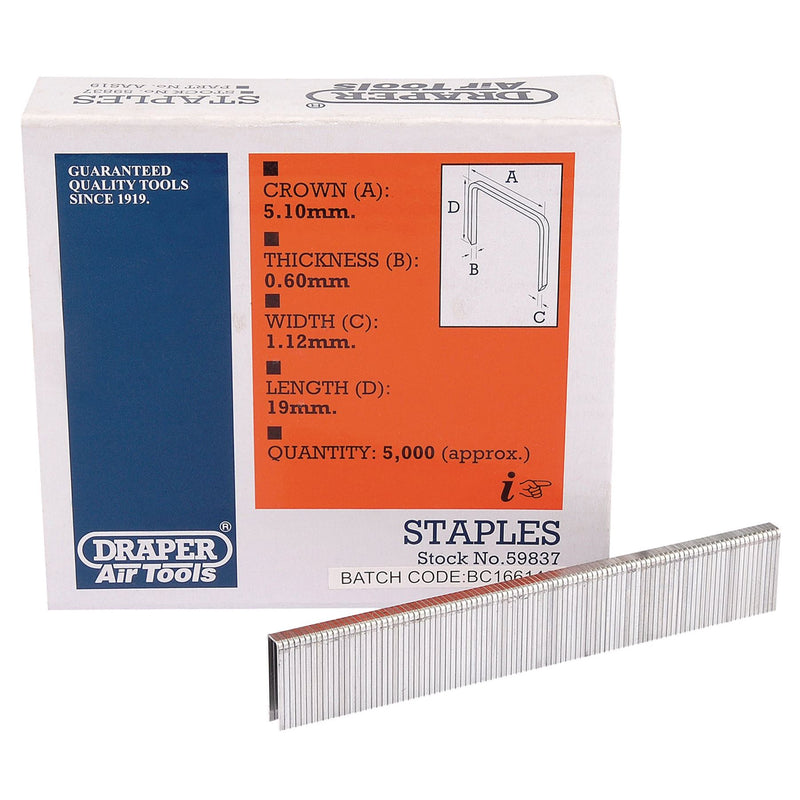 Draper Staple, 19mm (5000) 59837 Draper - Dynamic Drive