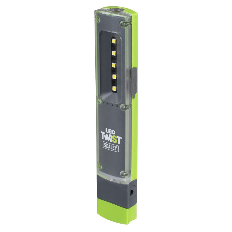 Sealey LED Twist Rechargeable Inspection Light 1W & 1W SMD LED201G Sealey - Dynamic Drive