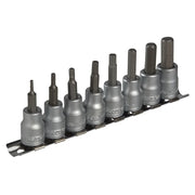 Teng M3811 Socket Clip Rail AF Hex Set of 8 3/8in Drive - M3811
