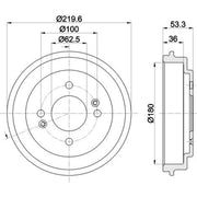 Mintex Brake Drum Assembly Rear fits Kia Picanto II 2011-2017 1.0 1.2