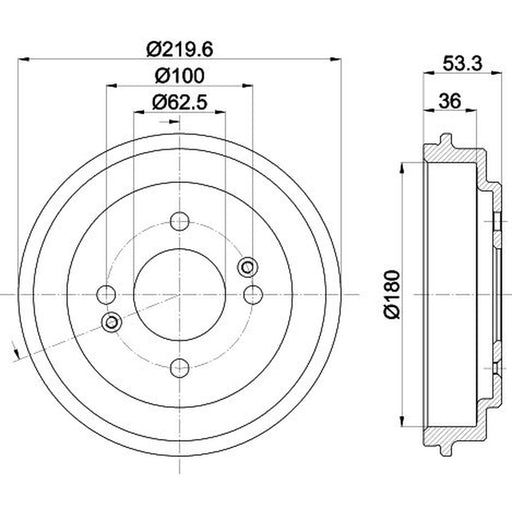 Mintex 2 x Brake Drums fits Kia Picanto II 2011-2017 1.0 1.2