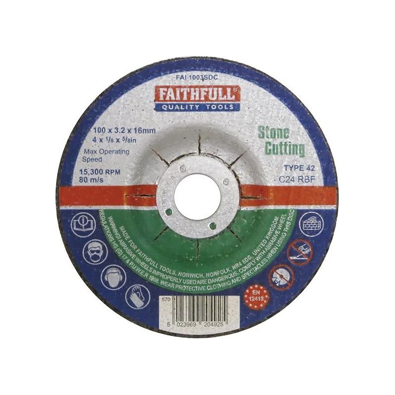 Faithfull Depressed Centre Stone Cut Off Disc 100 x 3.2 x 16mm Faithfull - NN4 Online