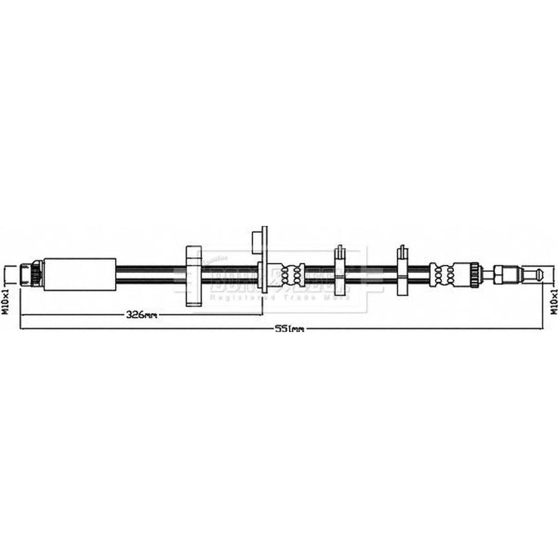 Borg & Beck Brake Hydraulic Hose Line Front Right BBH8536