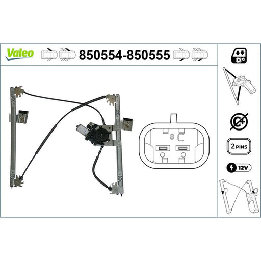 Valeo Electric Window Regulator Lifter Right Front 850555