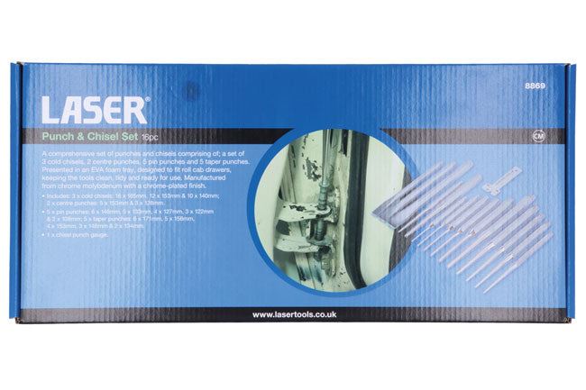 Laser Punch & Chisel Set 16pc Laser - Dynamic Drive