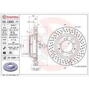 Brembo 2 x Perforated/Vented Rear Brake Discs 09.C883.11-x2