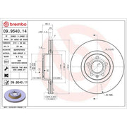 Brembo Front Brake Internally Vented Discs & Pads fits Audi A6 C6 2004-2011