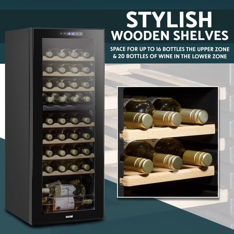 Baridi 36 Bottle Dual Zone Wine Fridge & Cooler DH91 Baridi - Dynamic Drive