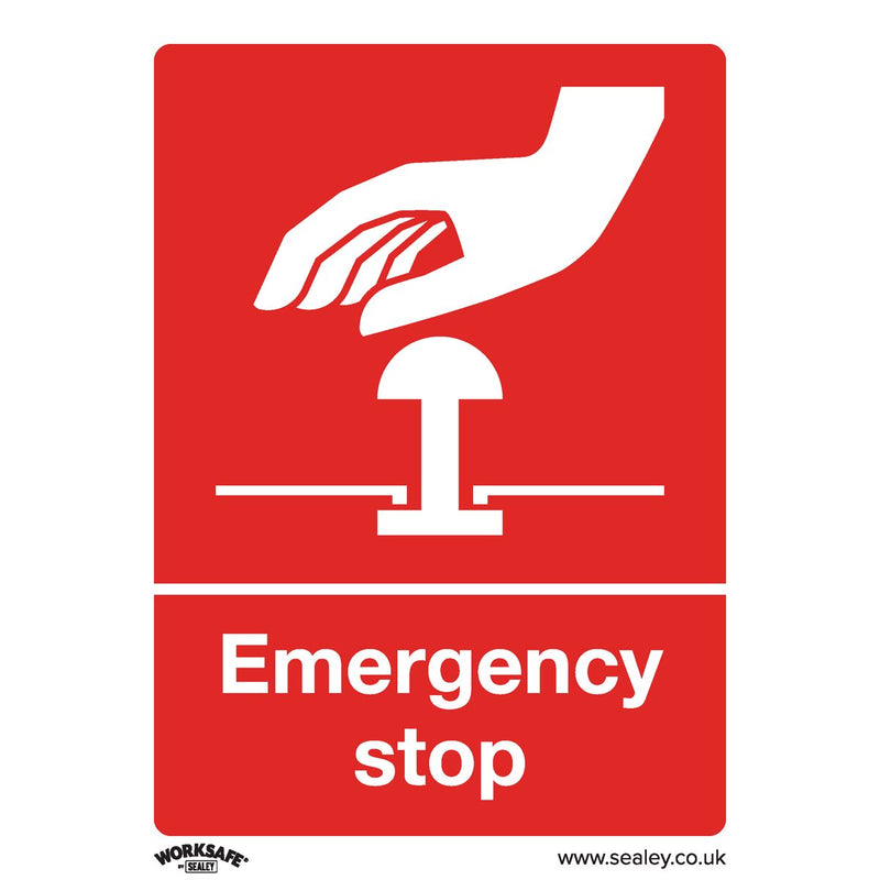 Sealey Safe Conditions Safety Sign Emergency Stop Rigid Plastic SS35P1 Sealey - Dynamic Drive