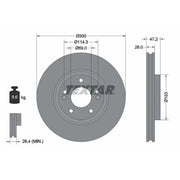 Textar 2 x Vented Front Brake Discs 92166505-x2