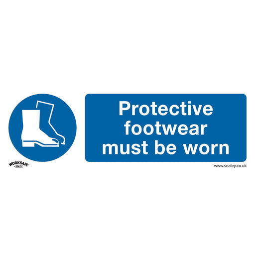 Sealey Mandatory Safety Sign Protective Footwear Must Be Worn Self-Adhesive Viny Sealey - Dynamic Drive