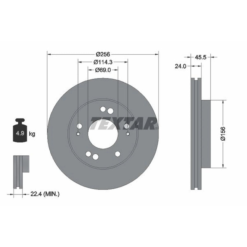 Textar 2 x Internally Vented Brake Discs 92063000