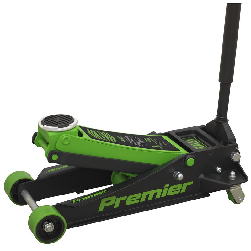 Sealey Premier Premier Low Profile Trolley Jack with Rocket Lift 4 Tonne - Green Sealey Premier - Dynamic Drive