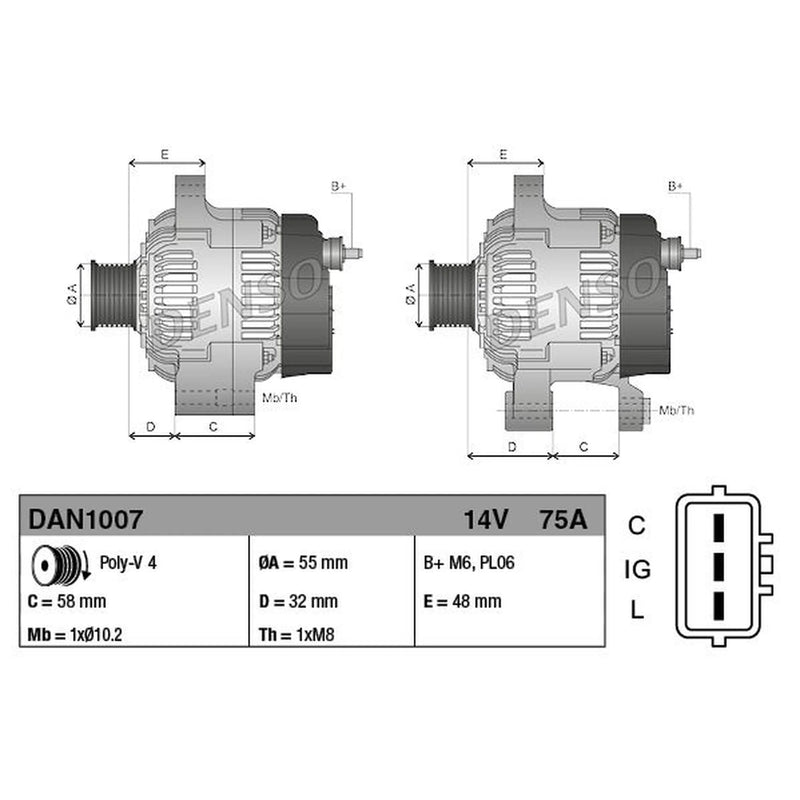 Denso Car Alternator 12V fits Suzuki Ignis I 2000-2005 1.3 1.5