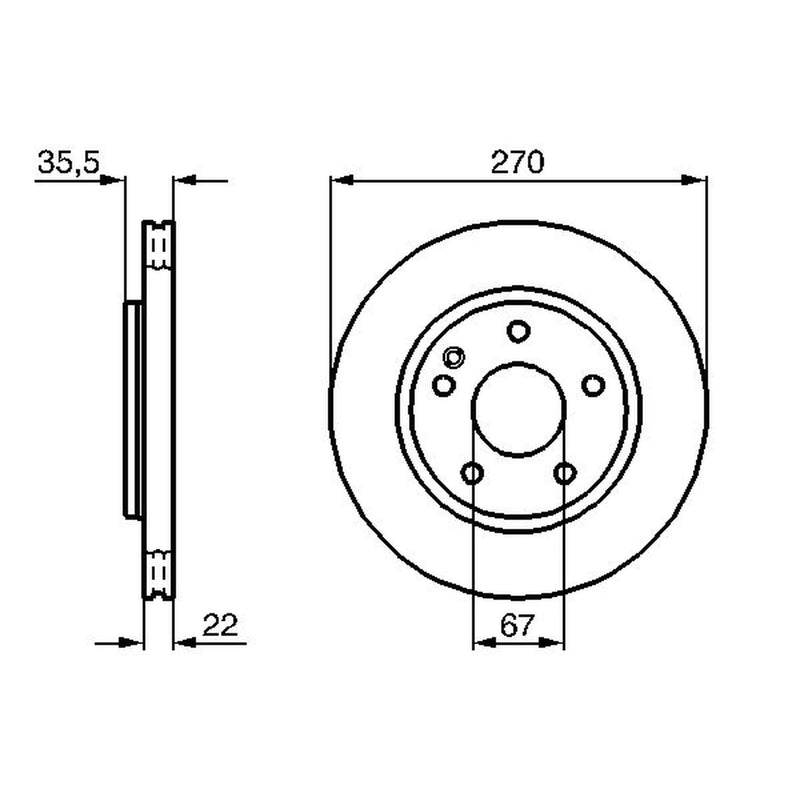 Bosch 2 x Brake Discs fits Mercedes-Benz Vaneo 2002-2005 1.6 1.7 1.9 414.700