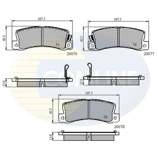 Comline 4 x Rear Brake Pad Set fits Lexus Es 1991-1997