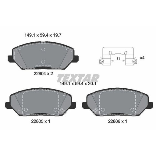 Textar Front Brake Pad Set 2280401