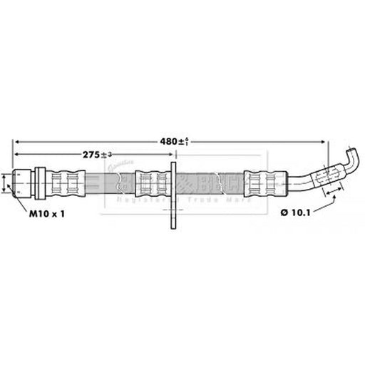 Borg & Beck Brake Hydraulic Hose Line Front Right BBH6860
