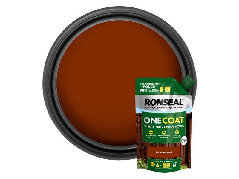 Ronseal One Coat Shed & Fence Refill Pouch Medium Oak 950ml Ronseal - NN4 Online