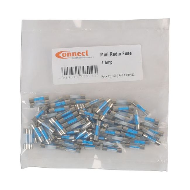 Connect Mini Glass Radio Fuses 1A, 100pc 30502 Tool Connection - Dynamic Drive