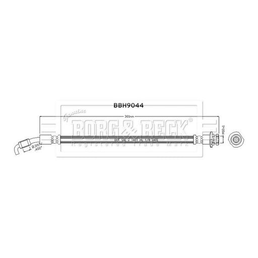 Borg & Beck Brake Hydraulic Hose Line outer BBH9044