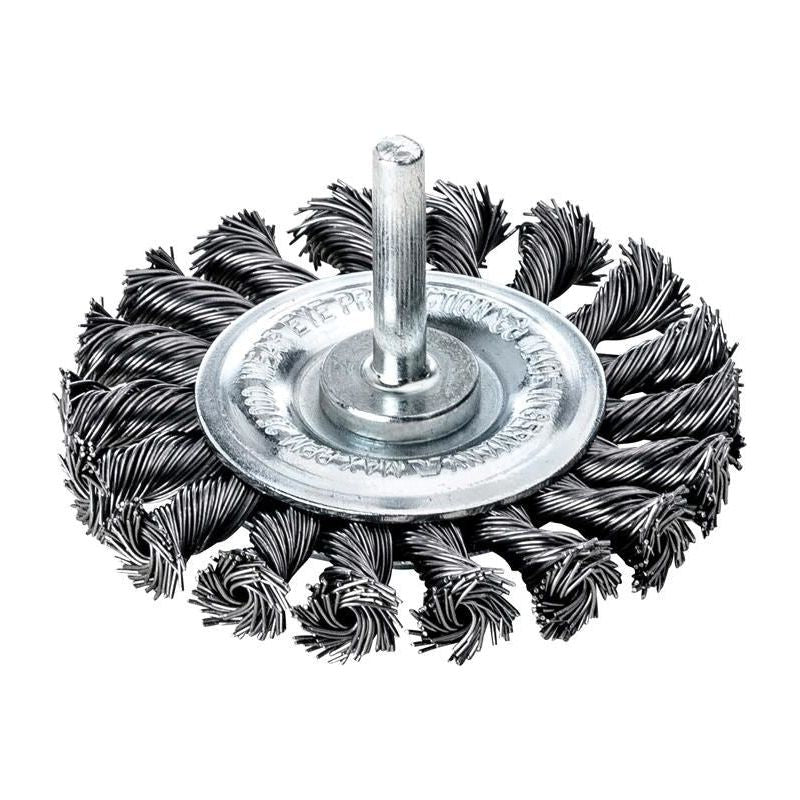 Lessmann Knotted Wheel Brush with Shank 75 x 12mm, 0.50 Steel Wire Lessmann - Dynamic Drive