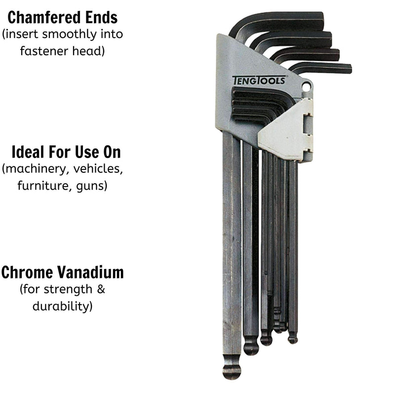Teng Tools Ball Point Hex Key Set AF 9 Pieces Teng Tools - Dynamic Drive