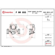Brembo Brake Caliper Assembly Rear Right fits Mercedes-Benz Vito Tourer