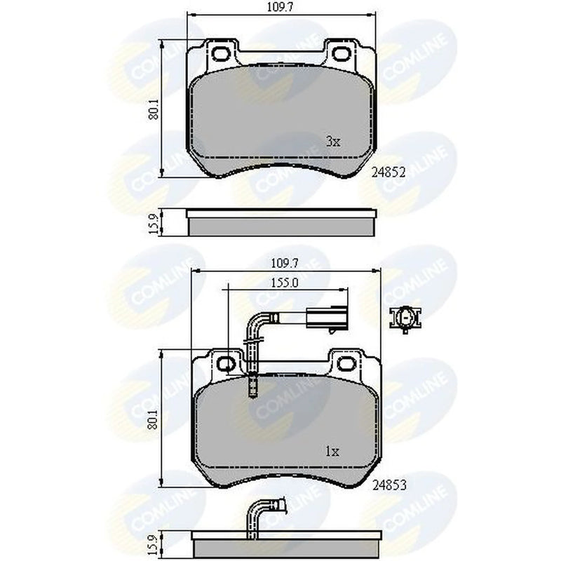 Comline 4 x Front Brake Pad Set fits Alfa Romeo 159 2005-2012 1.8 1.9 2.0 2.2